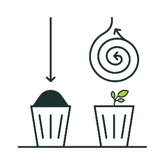 Illustration of linear vs circular economy cycle